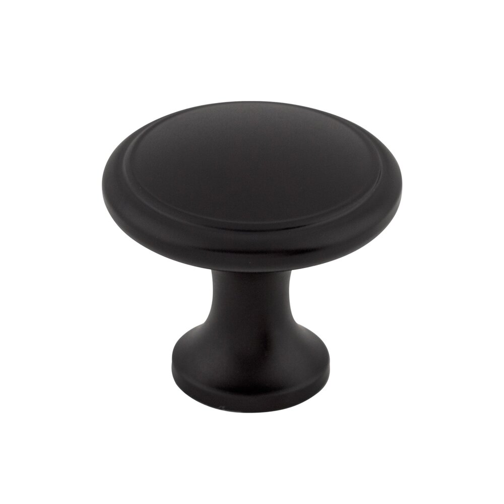 Ringed 1 1/8" Diameter Mushroom Knob in Flat Black