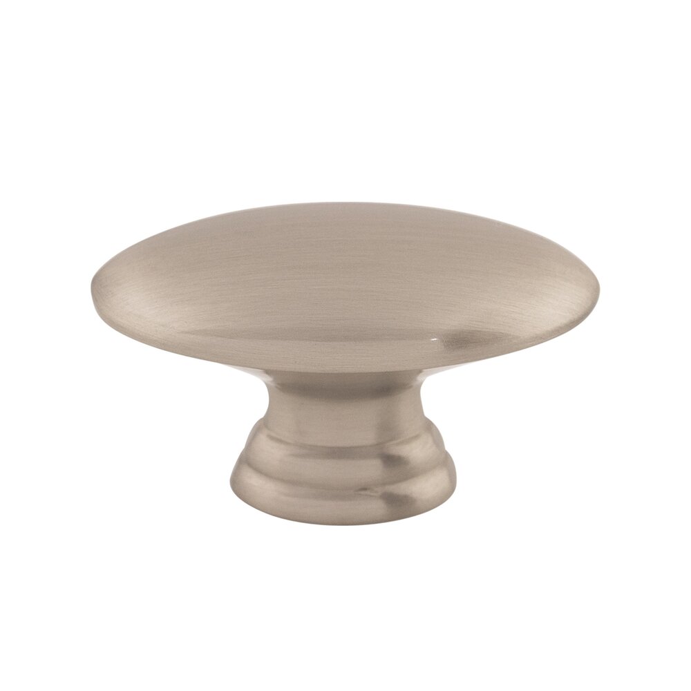 Flat Oval 1 1/2" Long Oval Knob in Brushed Satin Nickel
