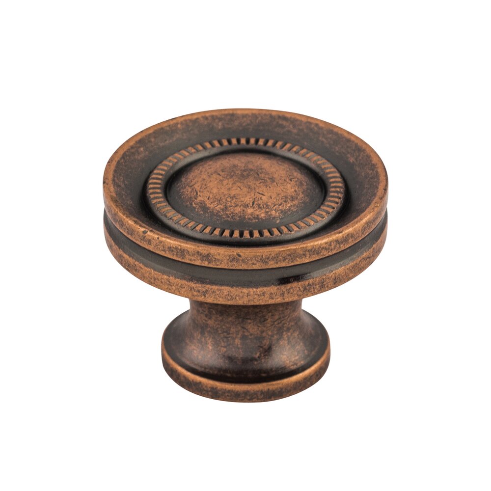 Button Faced 1 1/4" Diameter Mushroom Knob in Antique Copper