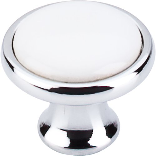 Knob 1 1/4" - Polished Chrome & White Ceramic