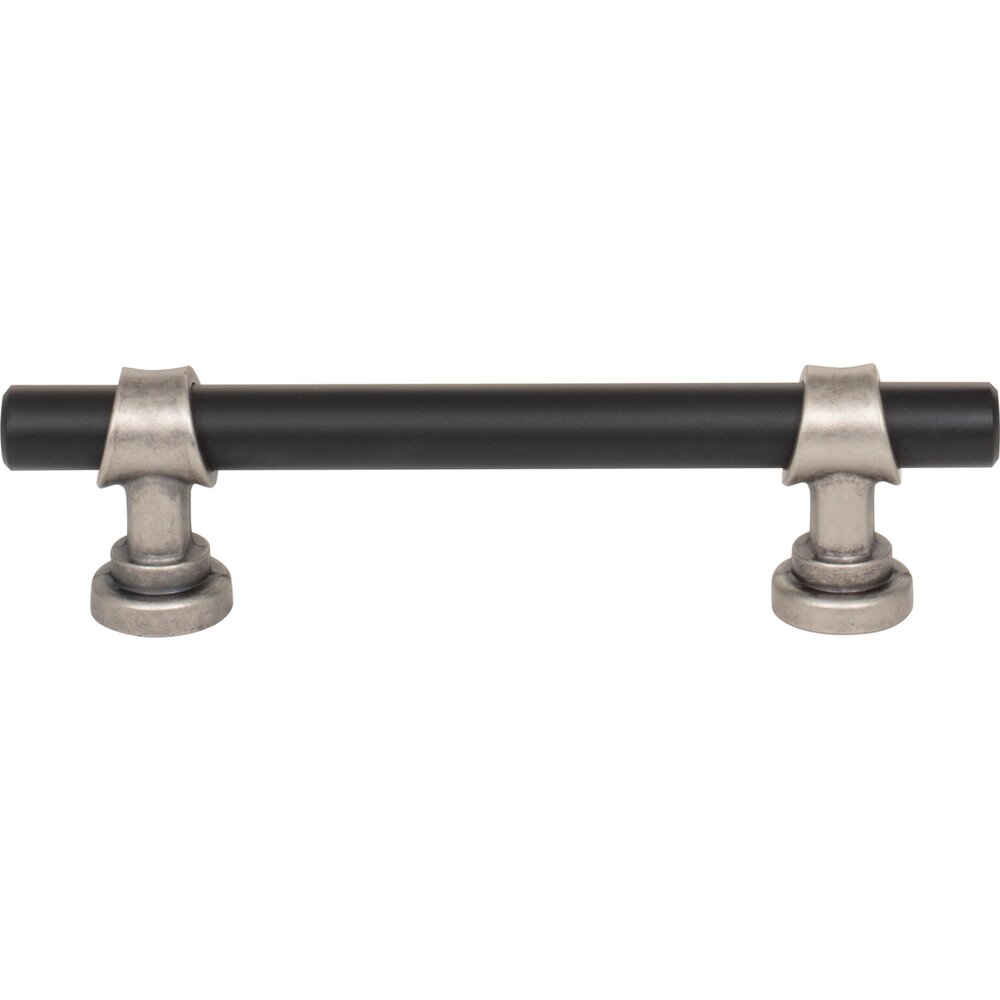 Bit 3 3/4" Centers Bar Pull in Flat Black and Pewter Antique