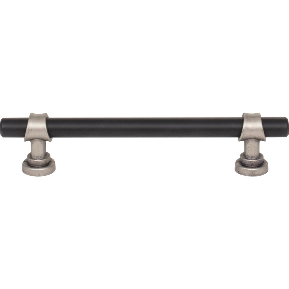 Bit 5 1/16" Centers Bar Pull in Flat Black and Pewter Antique