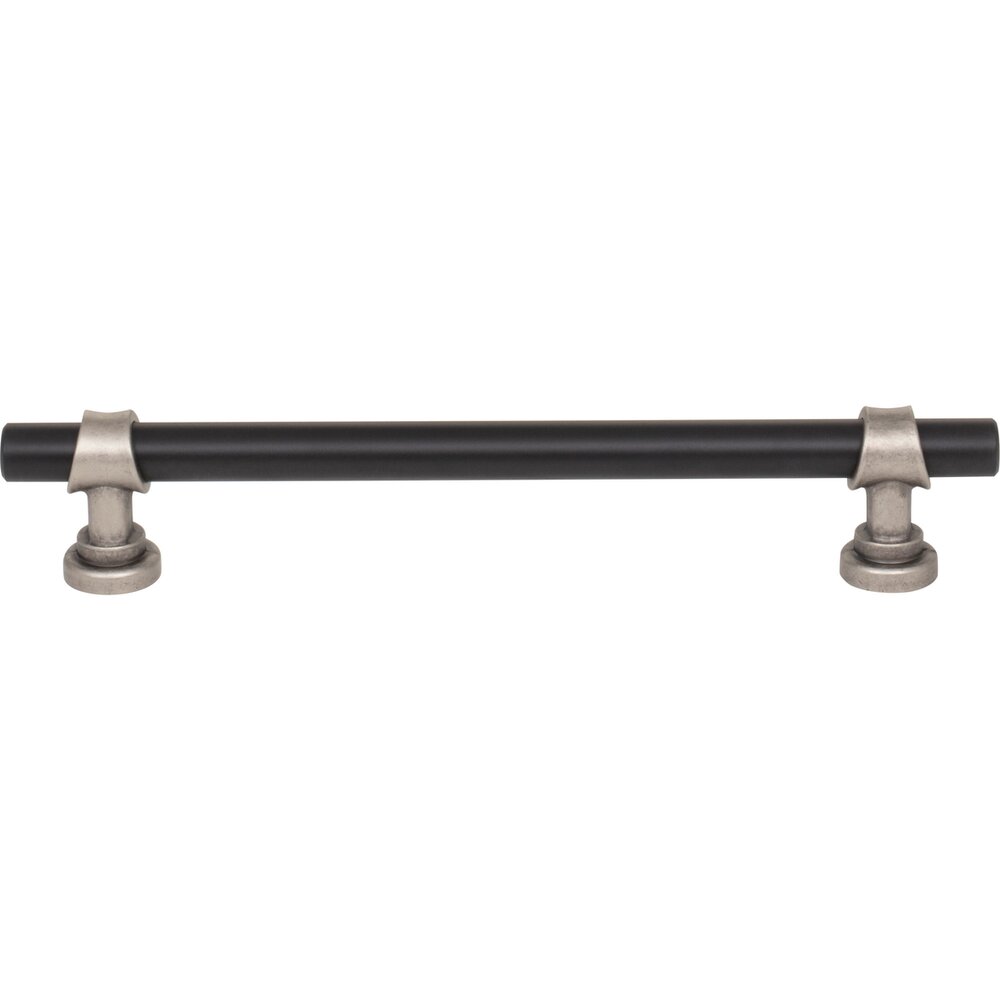 Bit 6 5/16" Centers Bar Pull in Flat Black and Pewter Antique
