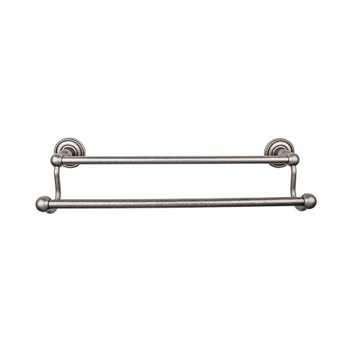 Edwardian Bath Towel Bar 30" Double - Rope Backplate in Antique Pewter