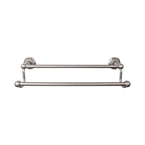 Edwardian Bath Towel Bar 24" Double - Hex Backplate in Antique Pewter