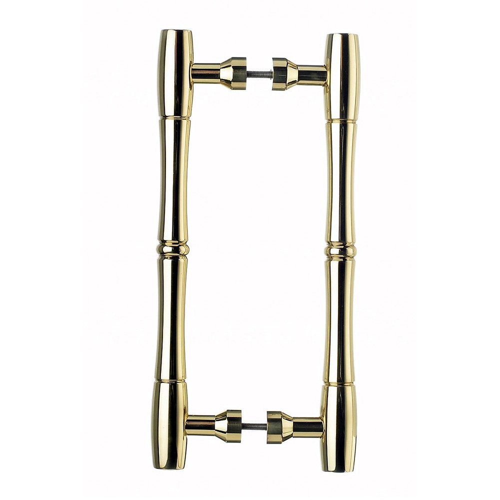 Oversized 8" Centers Back to Back Door Pulls in Polished Brass 9 3/16" O/A