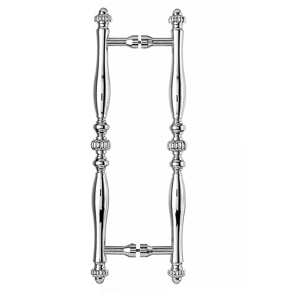 Melon Oversized 12" Centers Back to Back Door Pulls in Polished Chrome 16" O/A
