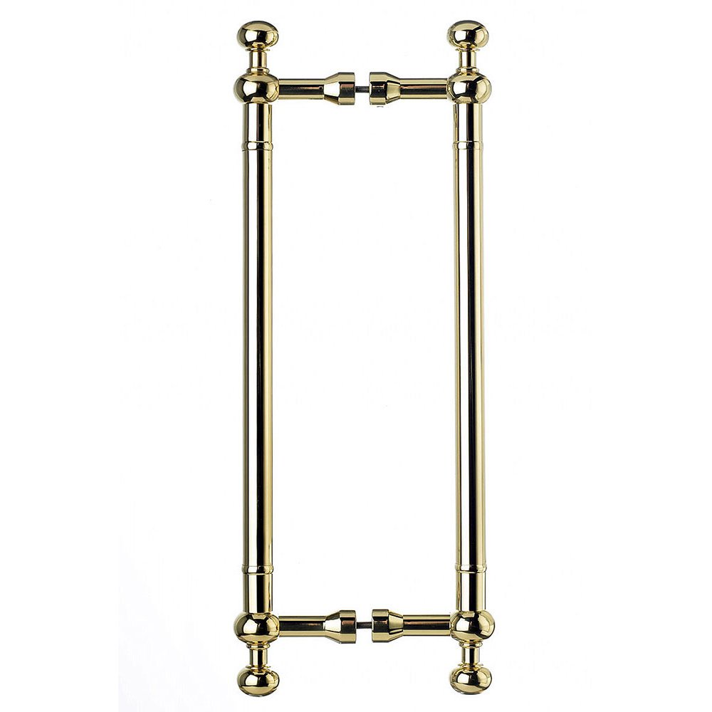 Oversized 18" Centers Back to Back Door Pull in Polished Brass 21 5/32" O/A