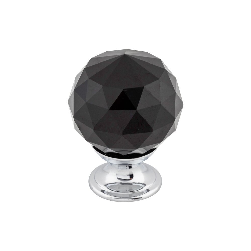 Black Crystal 1 3/8" Diameter Mushroom Knob in Polished Chrome
