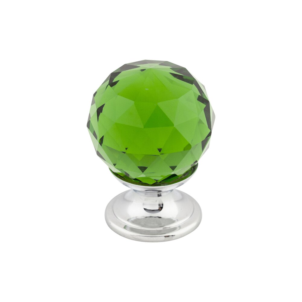 Green Crystal 1 1/8" Diameter Mushroom Knob in Polished Chrome