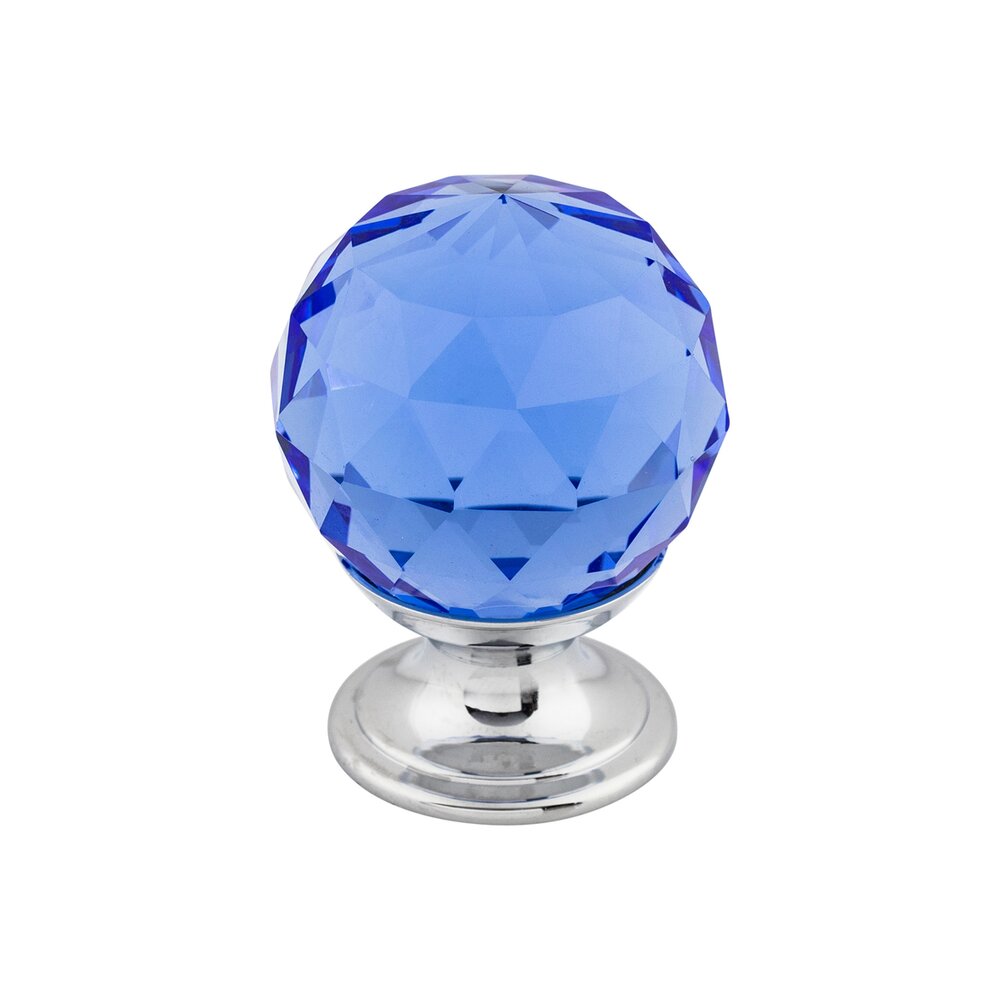 Blue Crystal 1 1/8" Diameter Mushroom Knob in Polished Chrome