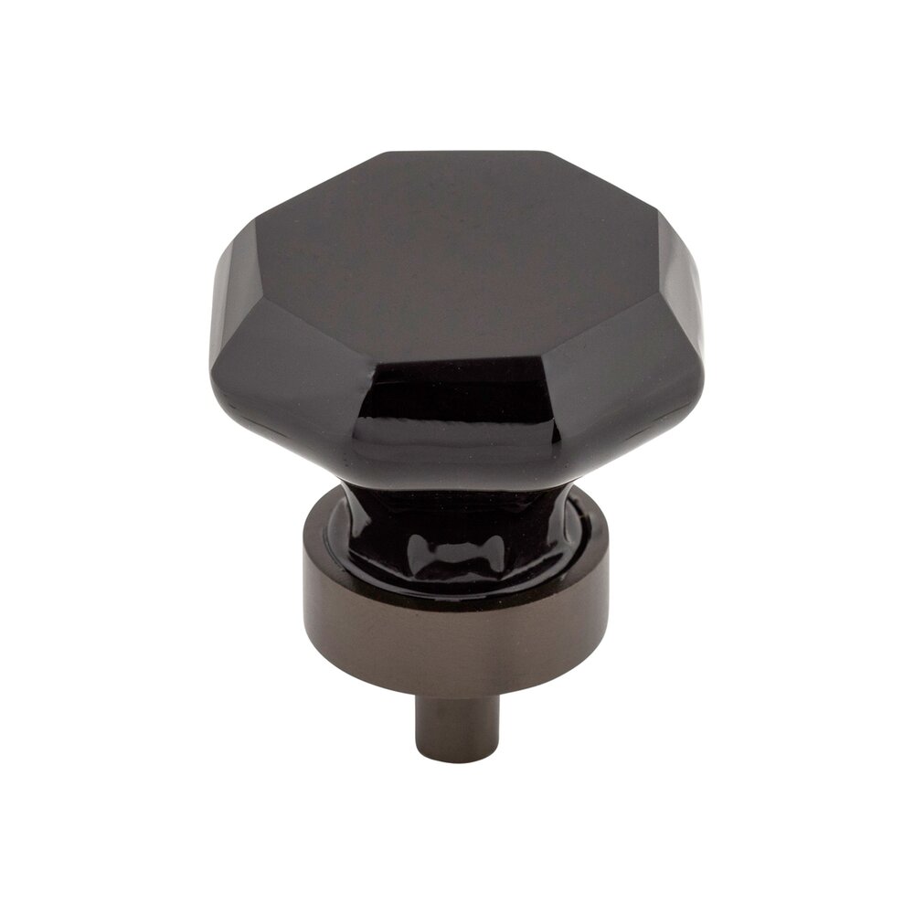 Black Octagon Crystal 1 3/8" Long Geometric Knob in Oil Rubbed Bronze