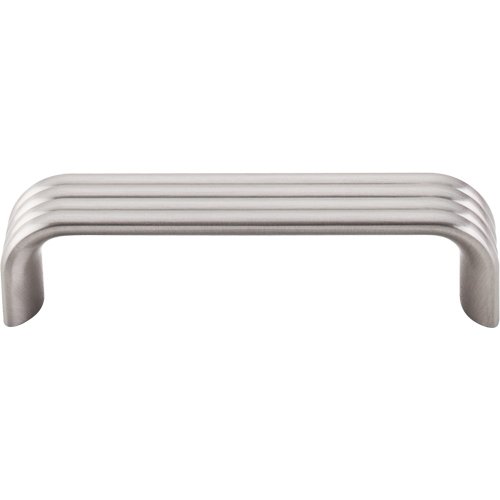 3 3/4" Centers Modern Deco Pull in Brushed Satin Nickel