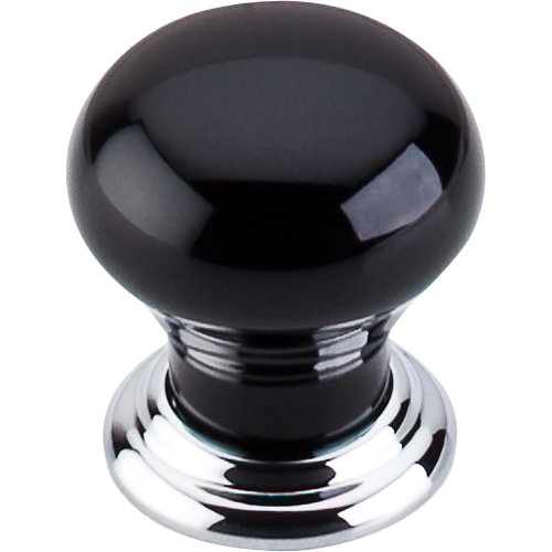 1 1/8" Diameter Small Knob in Polished Chrome & Black
