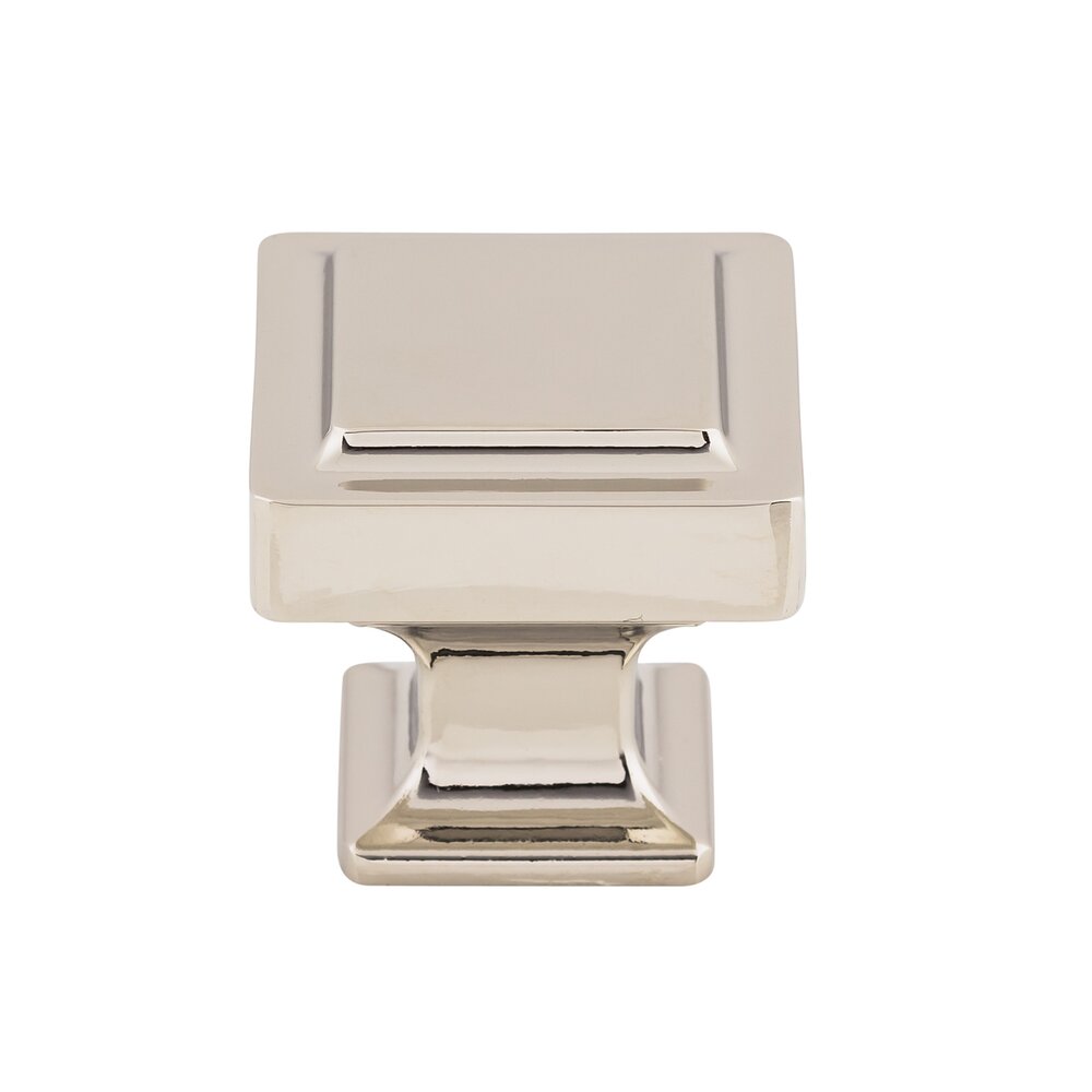 Ascendra 1 1/4" Long Square Knob in Polished Nickel