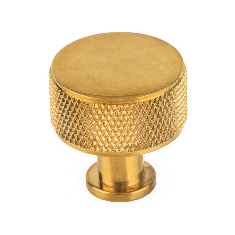 1" Cylinder Knurled Knob in Unlacquered Brass