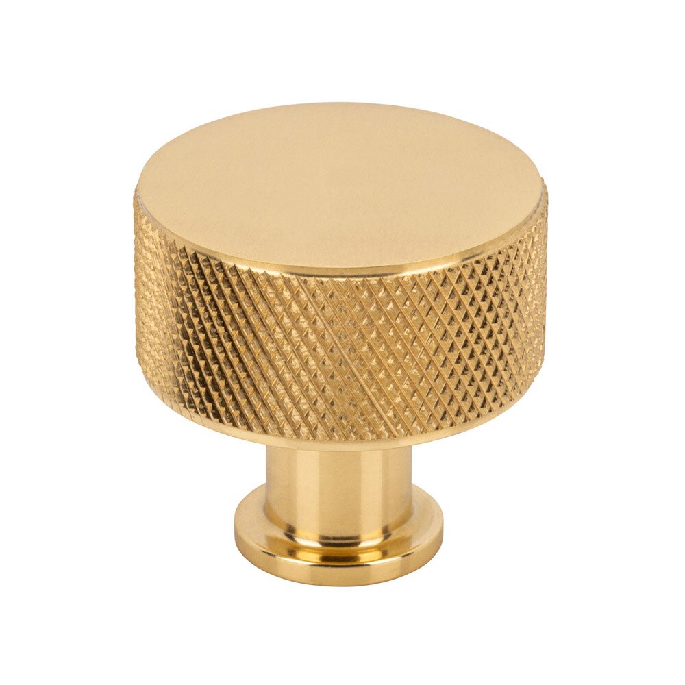 1 1/8" Cylinder Knurled Knob in Polished Brass