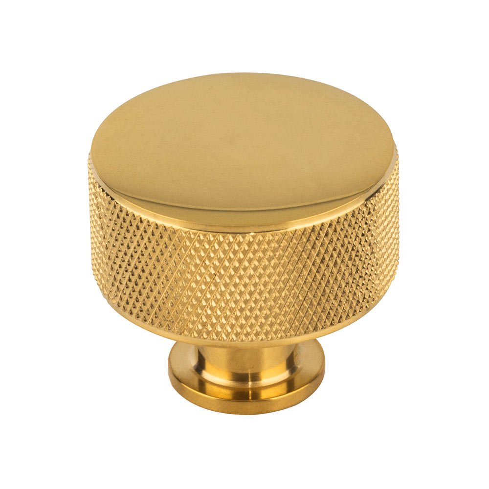 1 3/8" Cylinder Knurled Knob in Unlacquered Brass