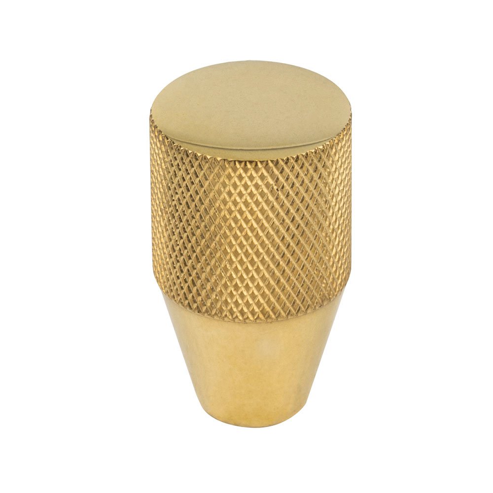 3/4" Conical Knurled Knob in Unlacquered Brass