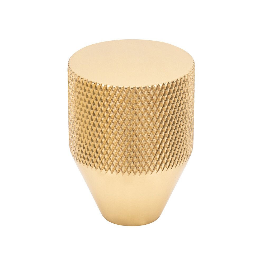 1" Conical Knurled Knob in Polished Brass