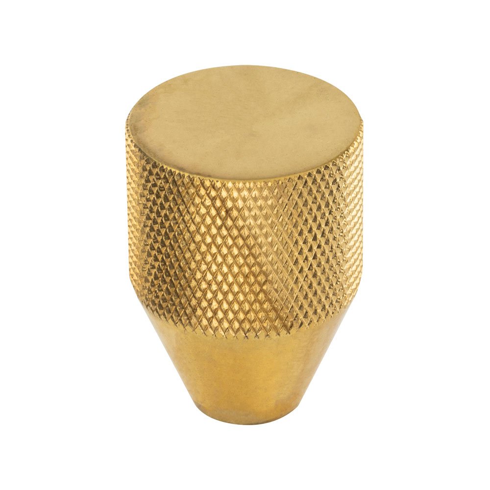 1" Conical Knurled Knob in Unlacquered Brass