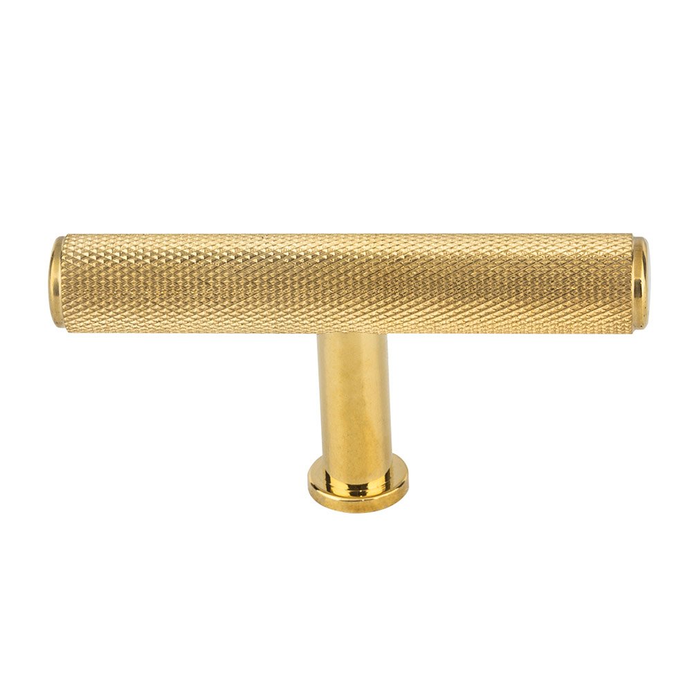 2 3/4" Long Knurled T Knob in Unlacquered Brass