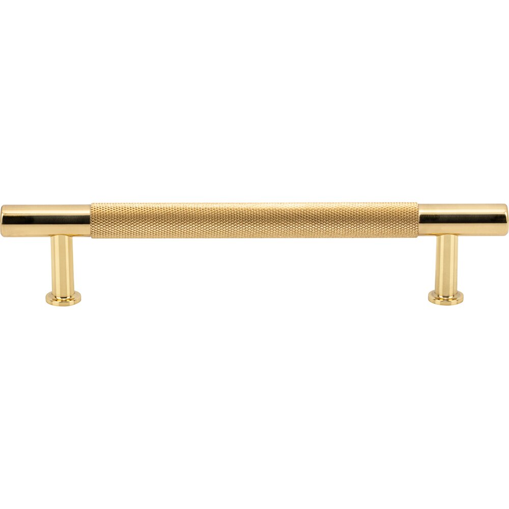 5" Centers Knurled Bar Pull in Polished Brass