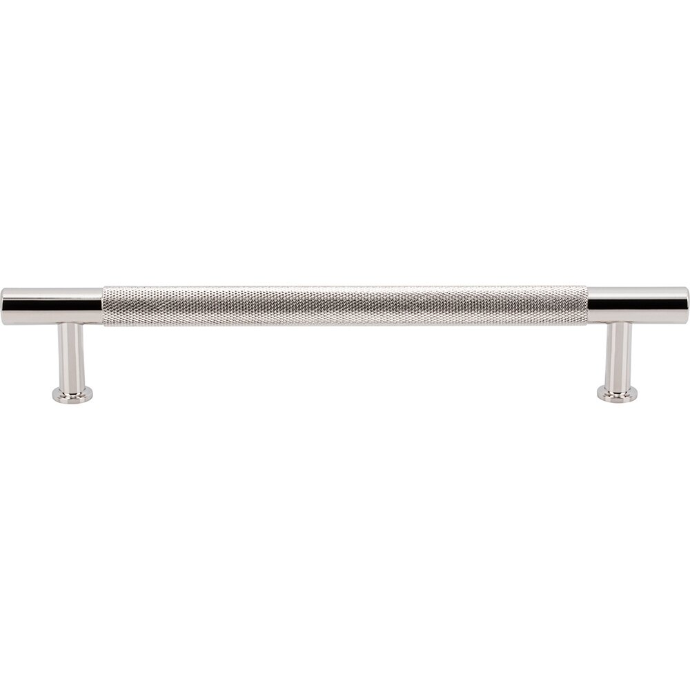 6 5/16" Centers Knurled Bar Pull in Polished Nickel