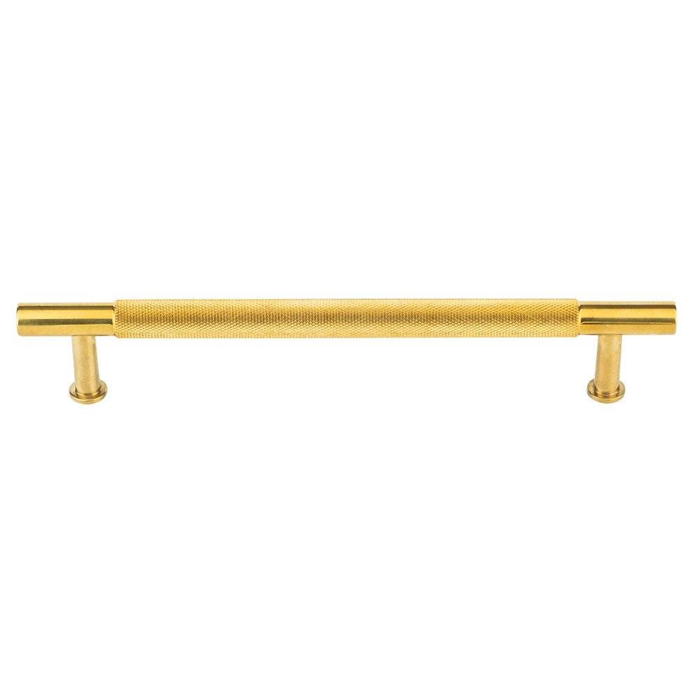 6 5/16" Centers Knurled Bar Pull in Unlacquered Brass