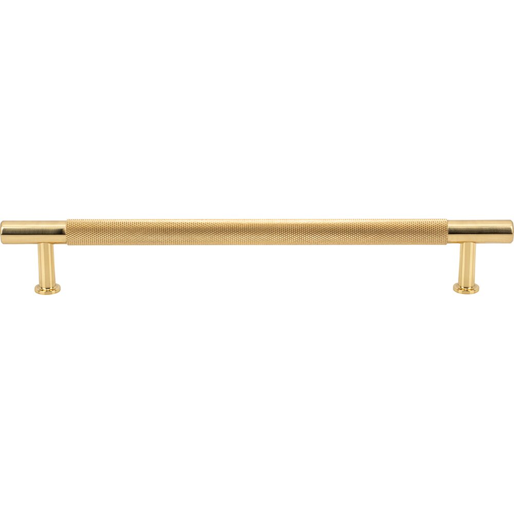 7 9/16" Centers Knurled Bar Pull in Polished Brass