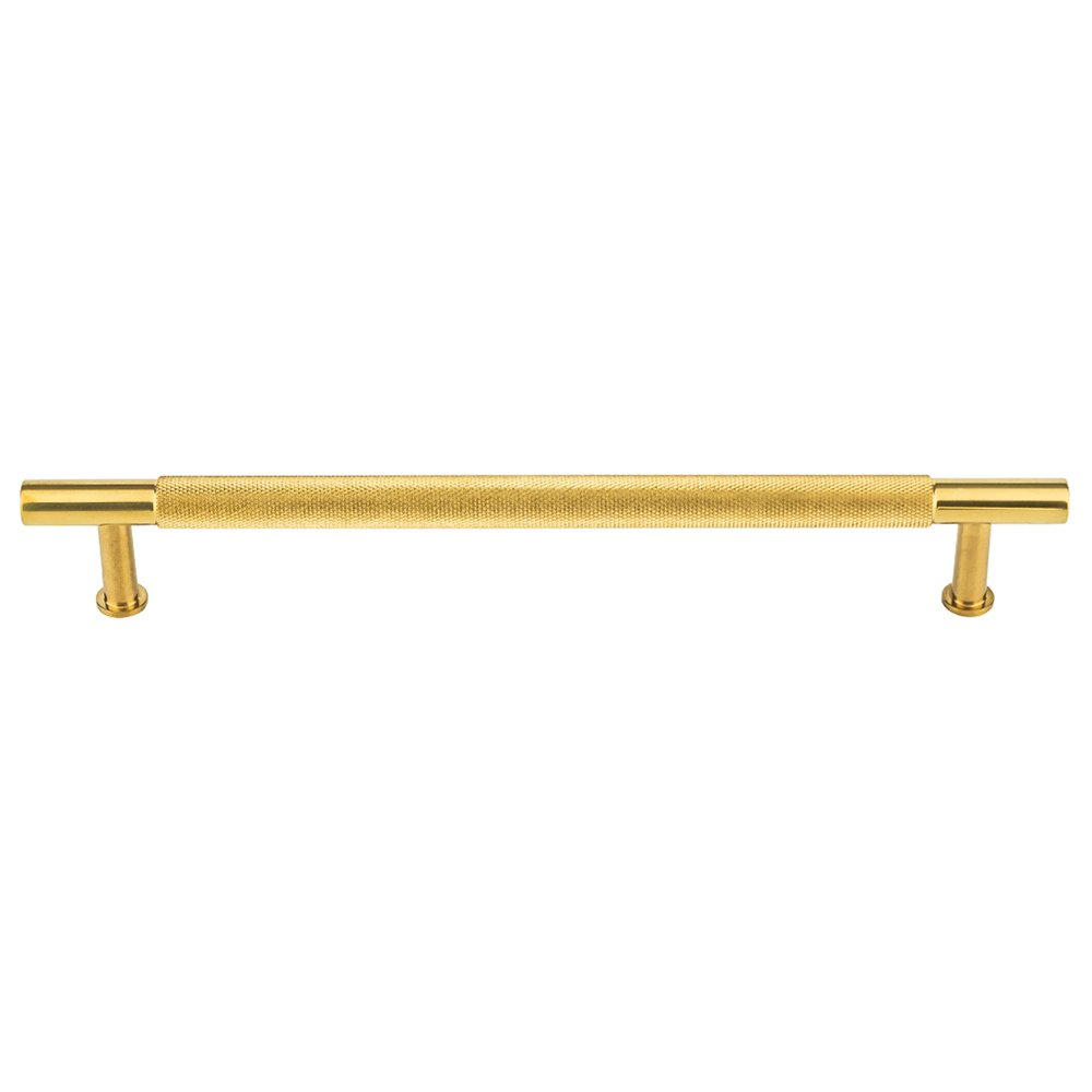 7 9/16" Centers Knurled Bar Pull in Unlacquered Brass