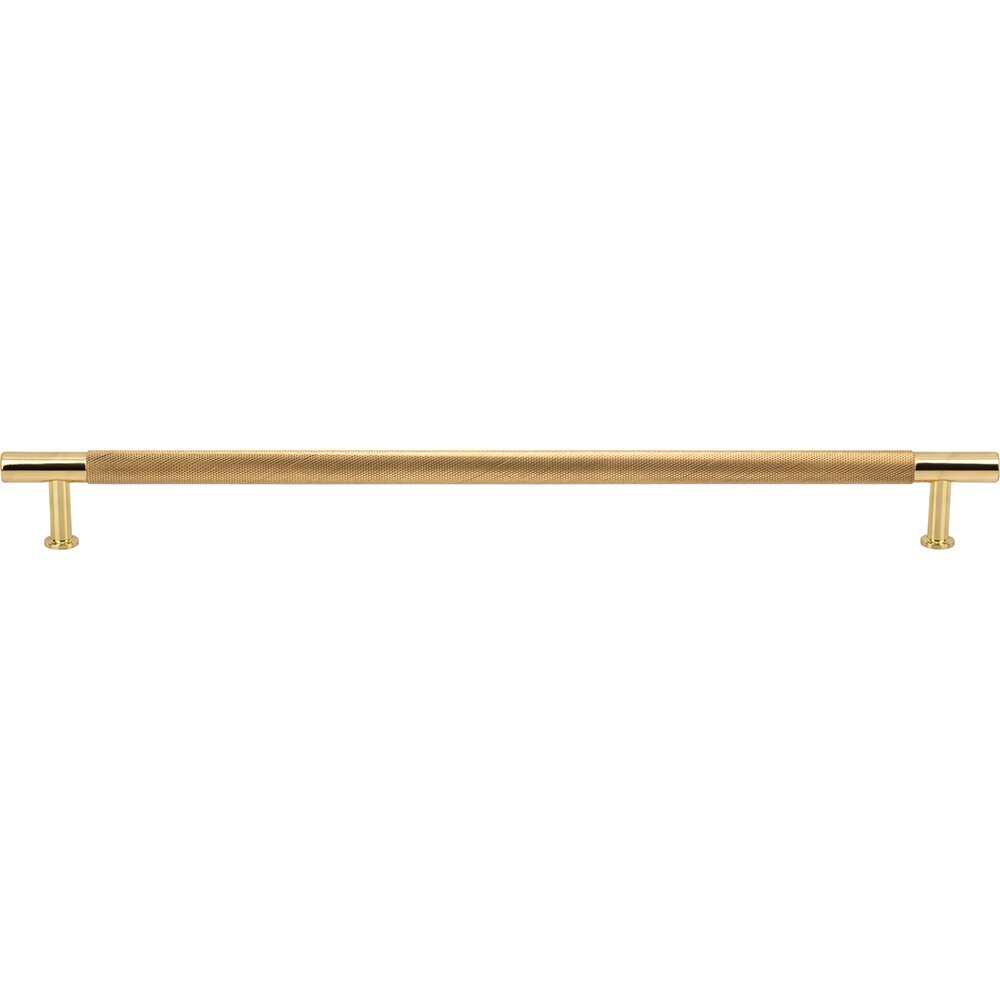 12" Centers Knurled Bar Pull in Polished Brass