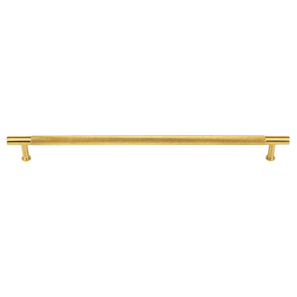 12" Centers Knurled Bar Pull in Unlacquered Brass