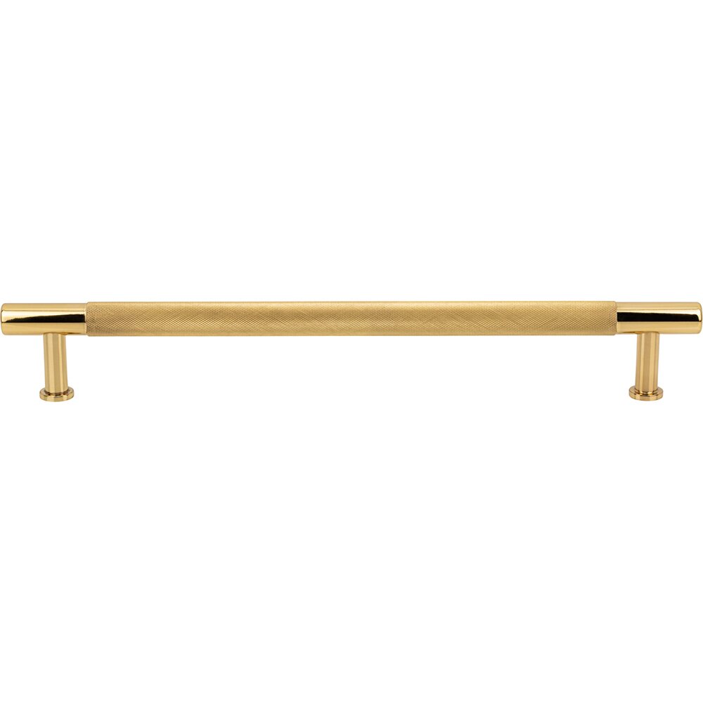 12" Centers Knurled Appliance Pull in Polished Brass