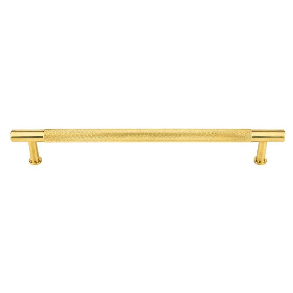12" Centers Knurled Appliance Pull in Unlacquered Brass
