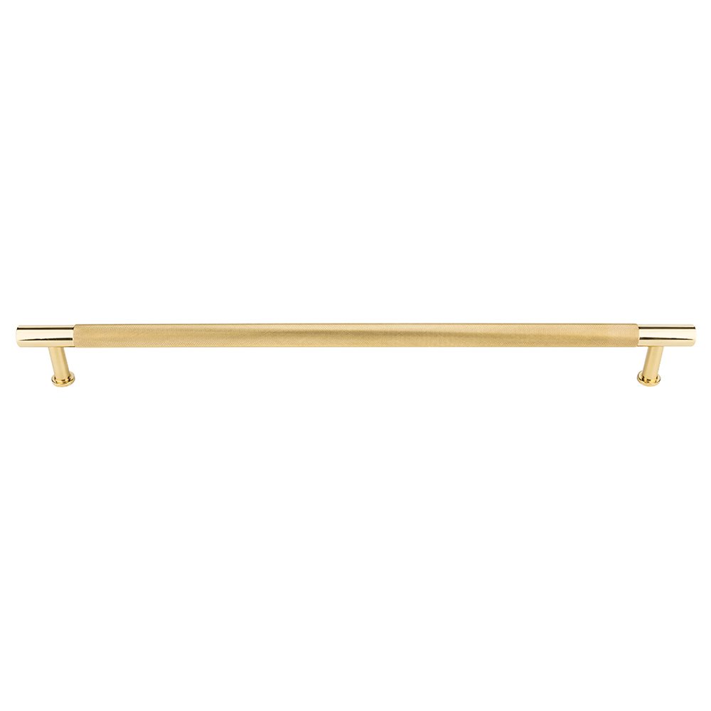18" Centers Knurled Appliance Pull in Polished Brass