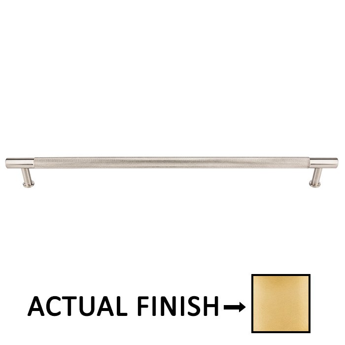 18" Centers Knurled Appliance Pull in Unlacquered Brass