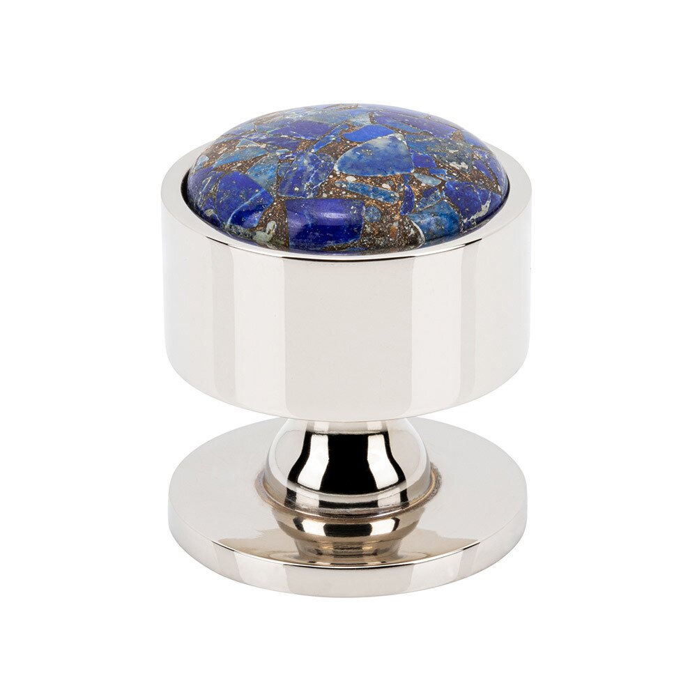 1 3/8" Round Mohave Lapis Knob in Polished Nickel