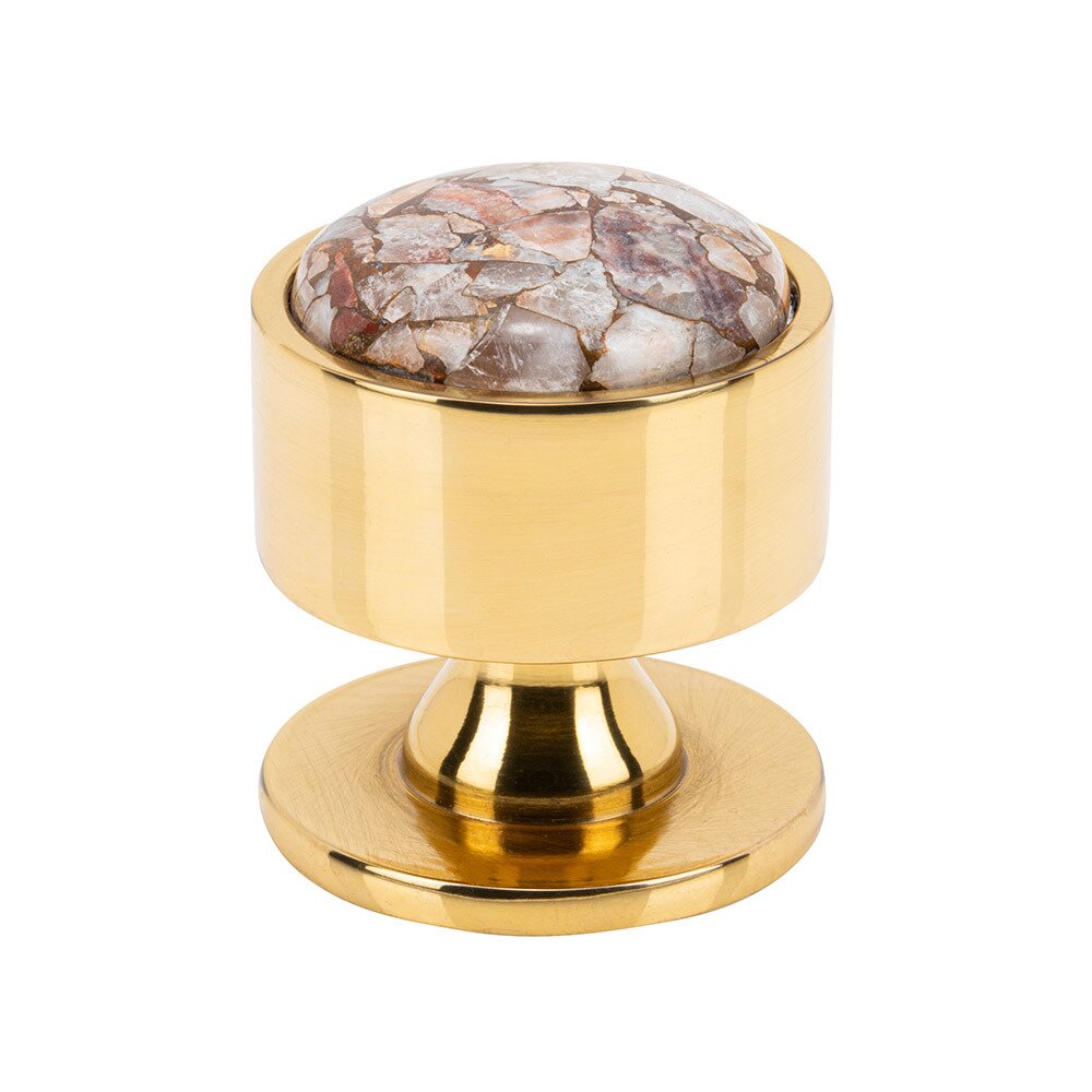 1 3/8" Round Mohave Yellow Knob in Polished Brass