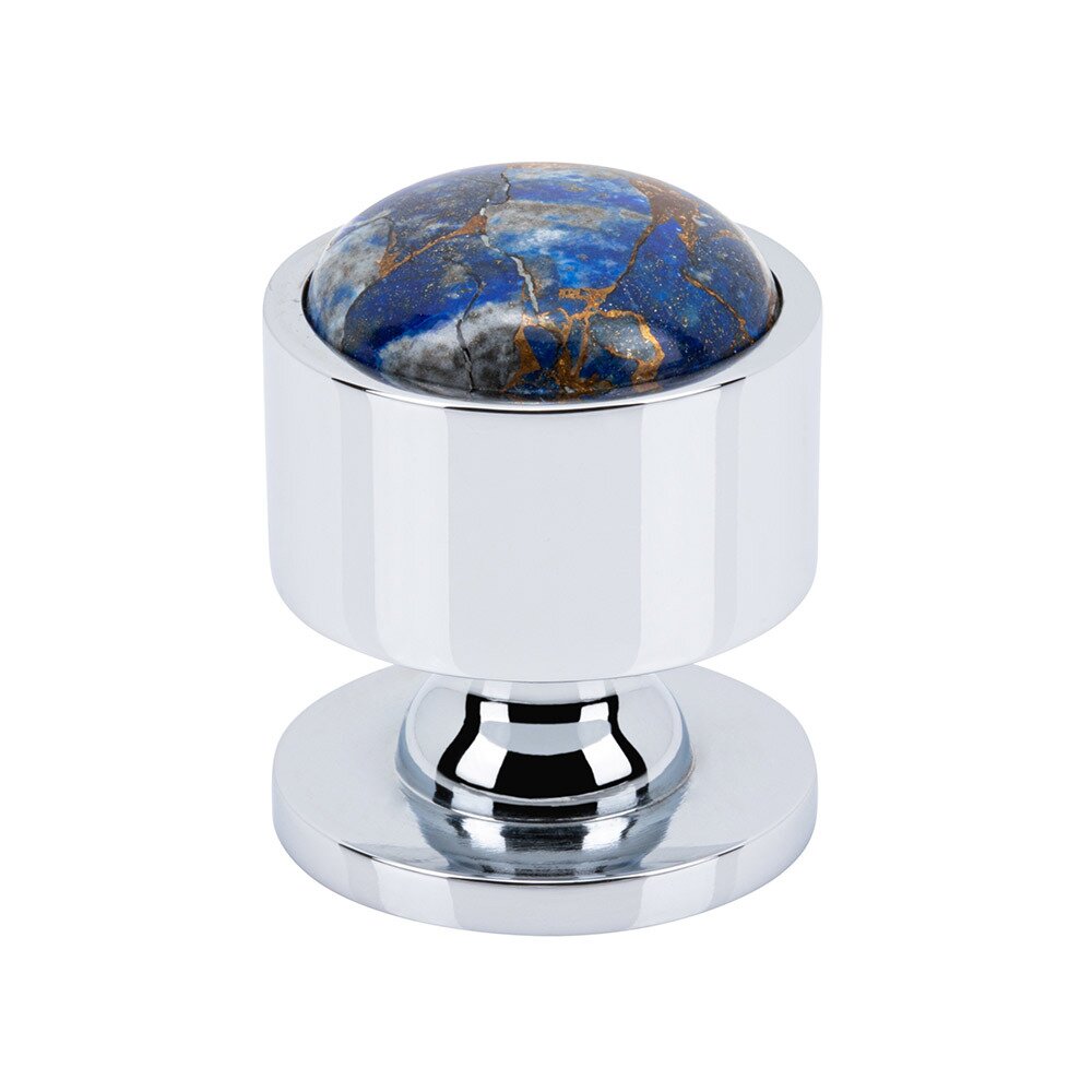 1 1/8" Round Mohave Lapis Knob in Polished Chrome