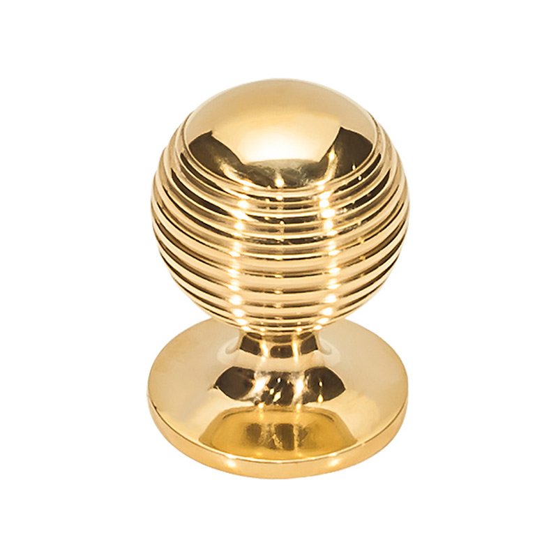 1 1/8" Round Rimmed Knob in Unlacquered Brass