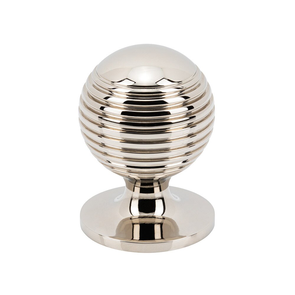 1 1/4" Round Rimmed Knob in Polished Nickel