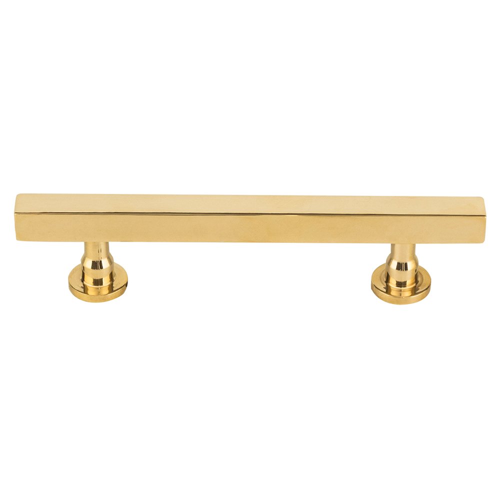 3 3/4" Centers Square Bar Pull in Unlacquered Brass