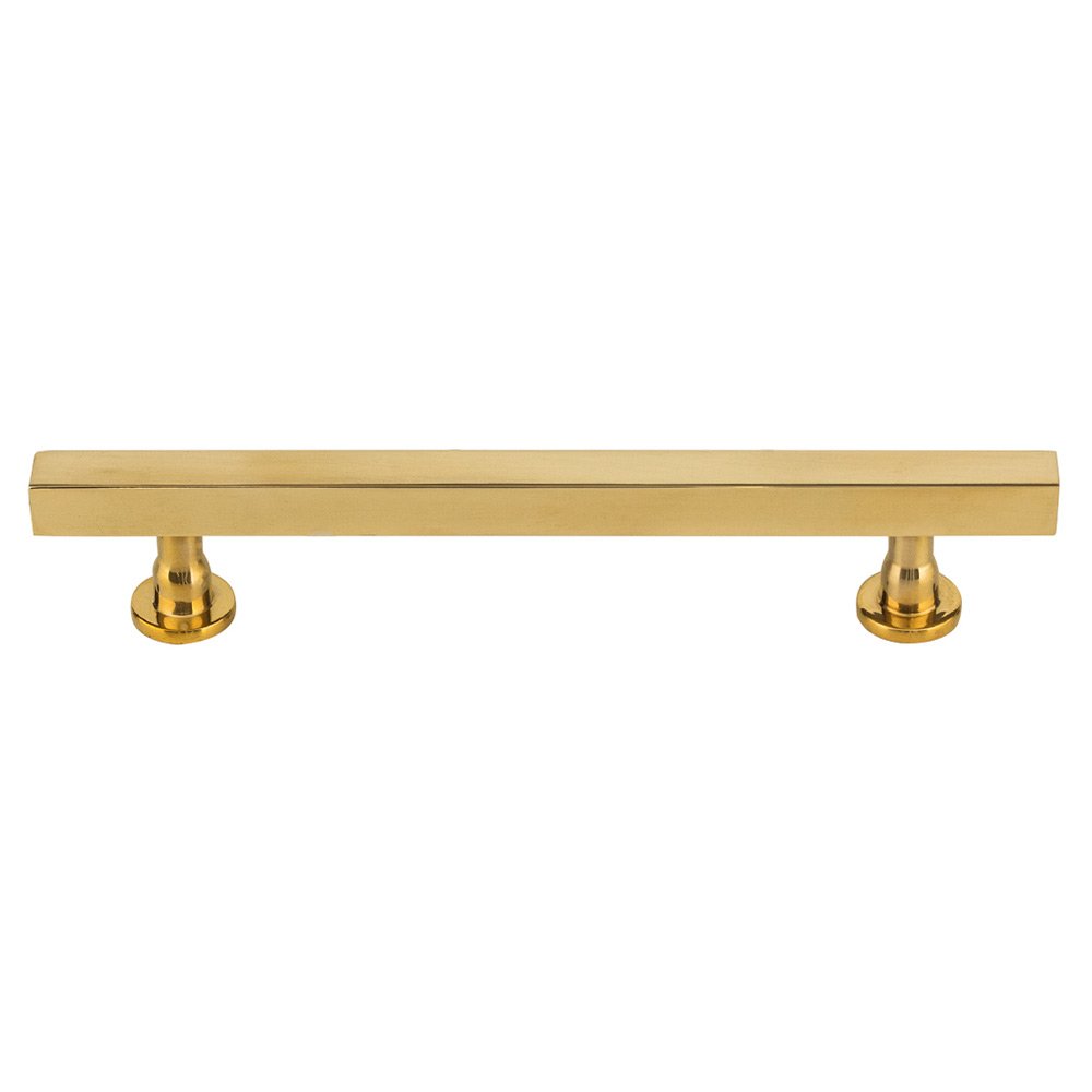5" Centers Square Bar Pull in Unlacquered Brass