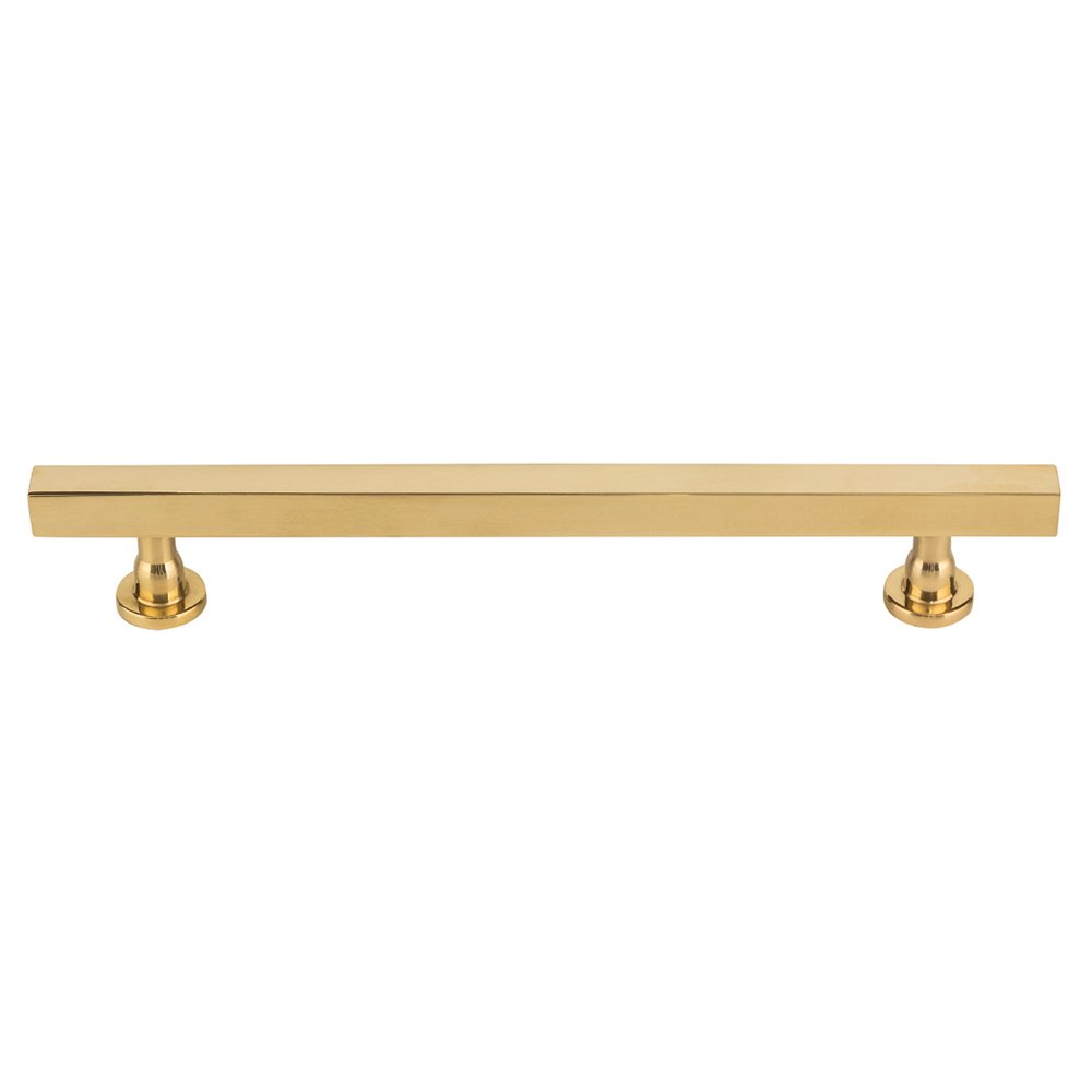 6 5/16" Centers Square Bar Pull in Unlacquered Brass