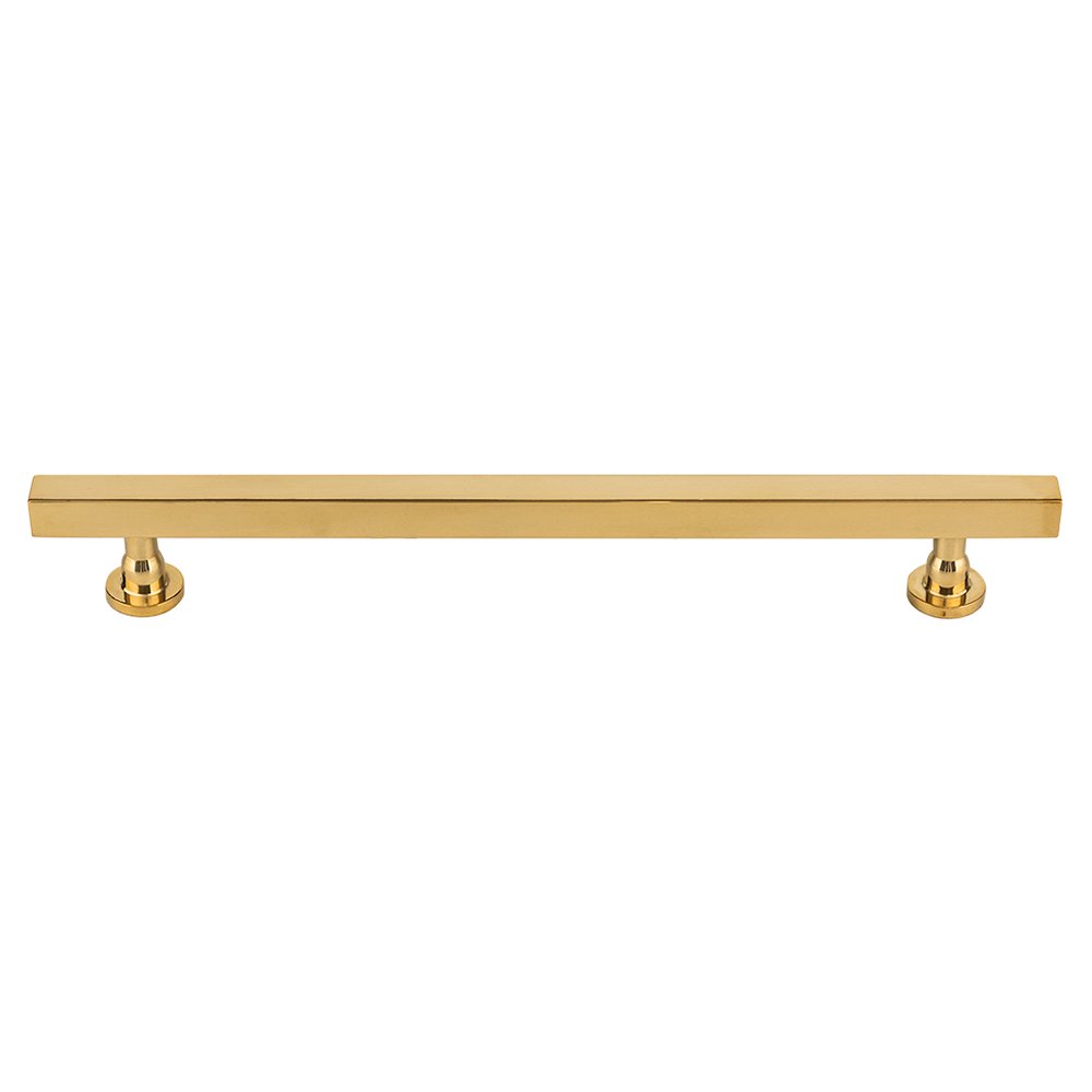 7 9/16" Centers Square Bar Pull in Unlacquered Brass