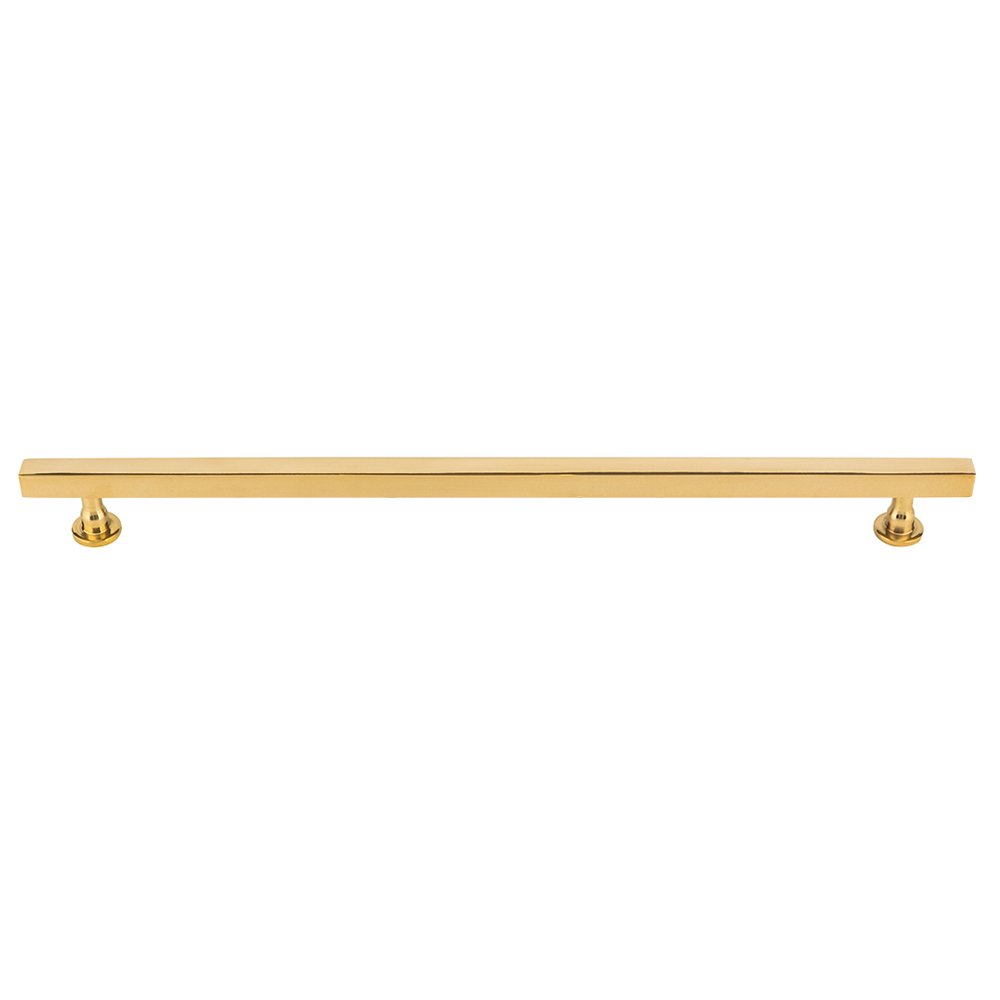 12" Centers Square Bar Pull in Unlacquered Brass