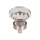 Clear Octagon Crystal 1 3/8" Long Geometric Knob in Brushed Satin Nickel