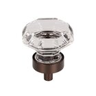 Clear Octagon Crystal 1 3/8" Long Geometric Knob in Oil Rubbed Bronze
